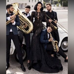 Tarik Ediz Black Lace Maxi Dress